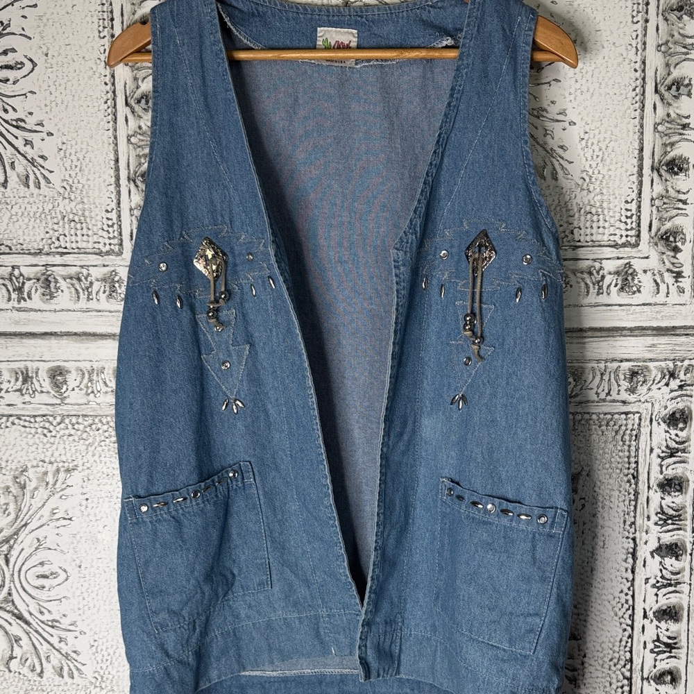 Vtg Cactus Blue Denim Jacket Western Cowgirl